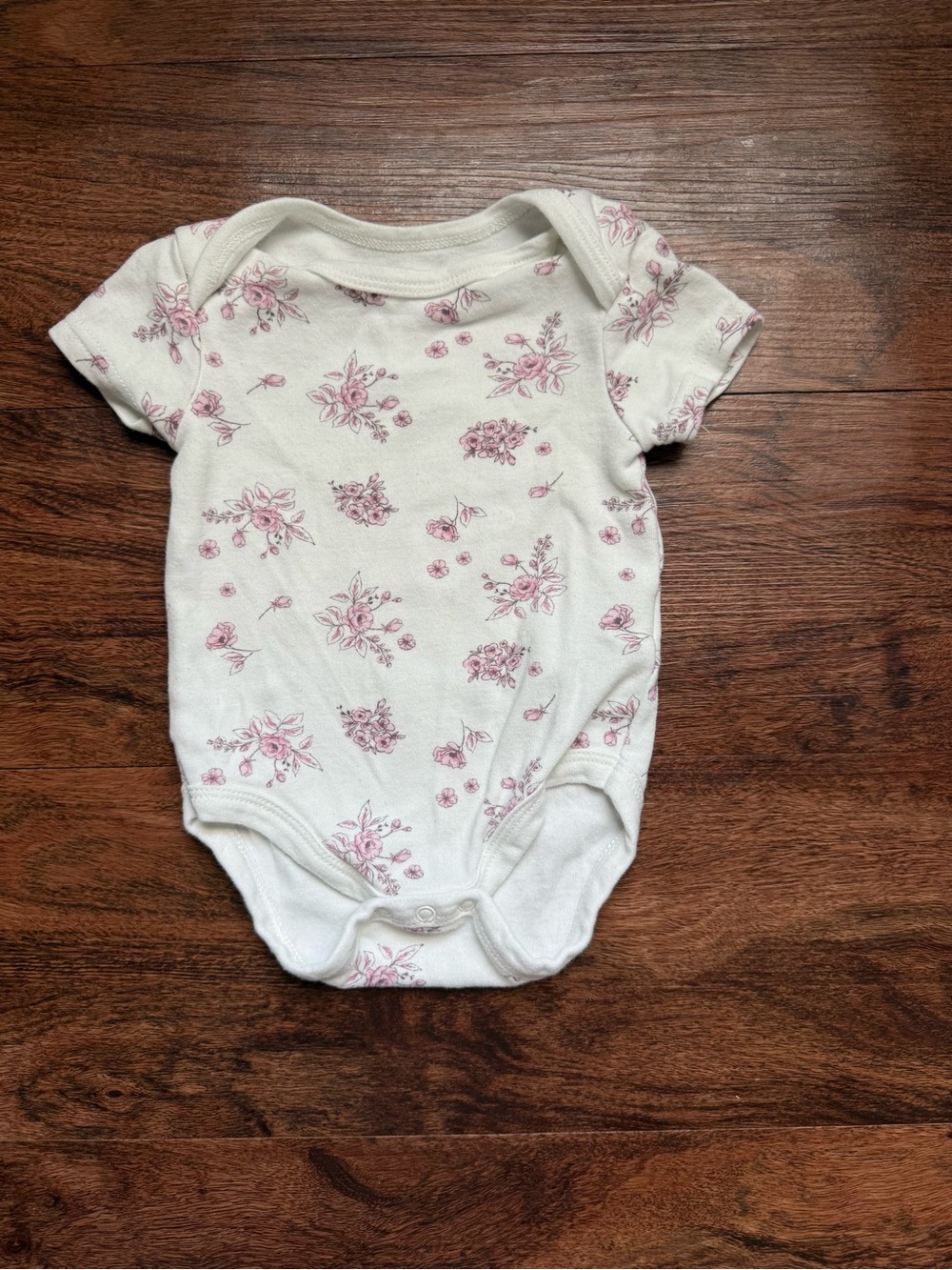 Rene Rofe White One-Piece Bodysuit with Pink Floral Print